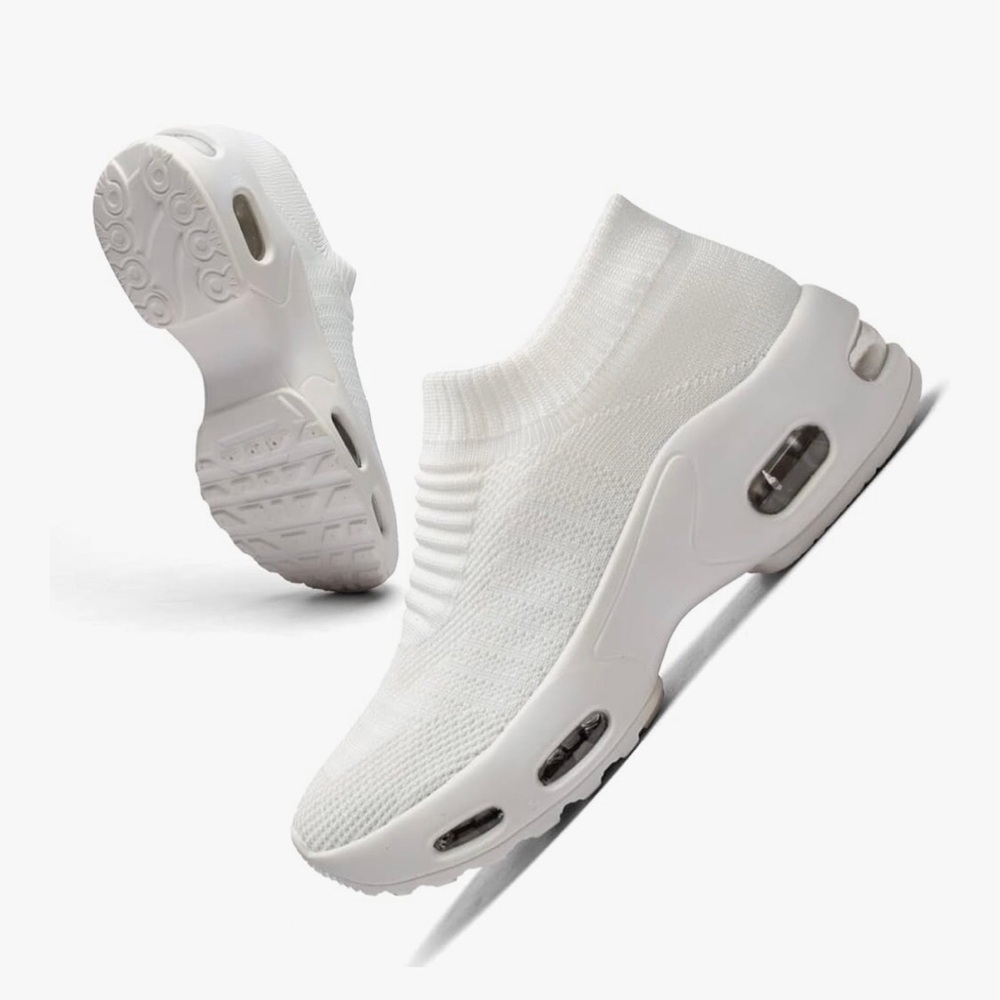 Amazon Women's Platform  White mesh Slip-On Sneakers